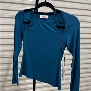 Bailey 44 Blue Cutout Long Sleeve Top